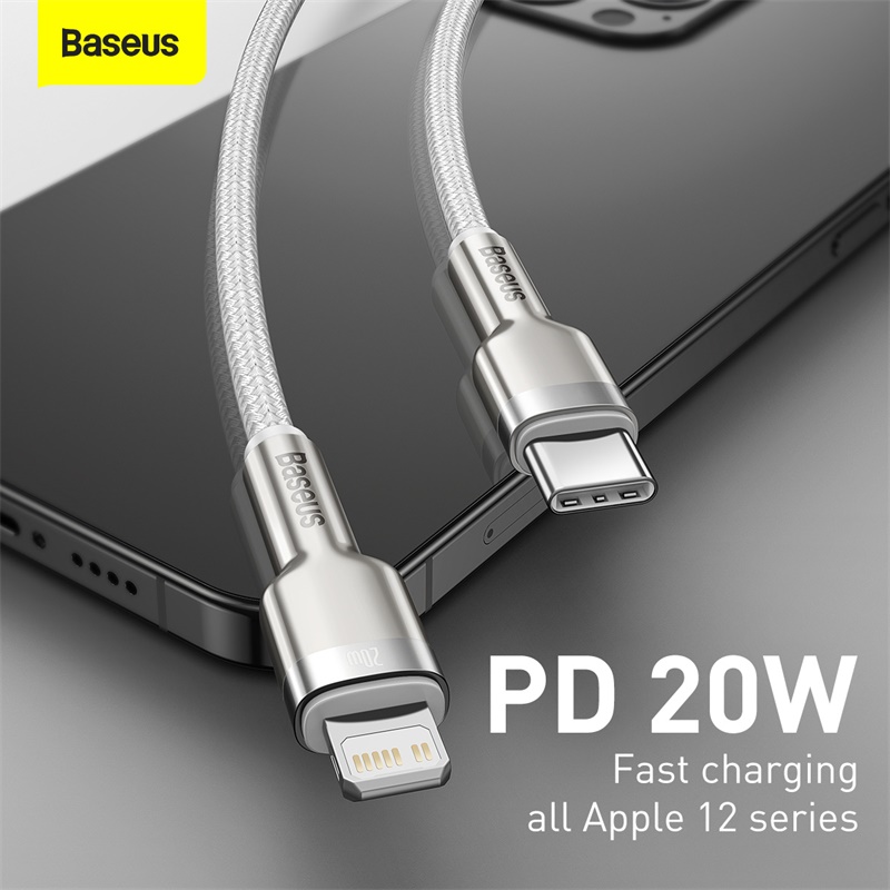 Кабель Baseus Cafule Series Metal Data Cable Type-C to iP PD 20W 2m White — фото 16