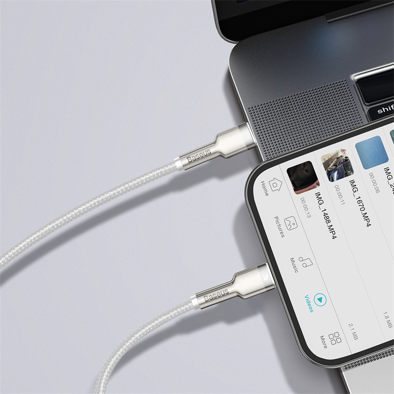 Кабель Baseus Cafule Series Metal Data Cable Type-C to iP PD 20W 2m White — фото 9
