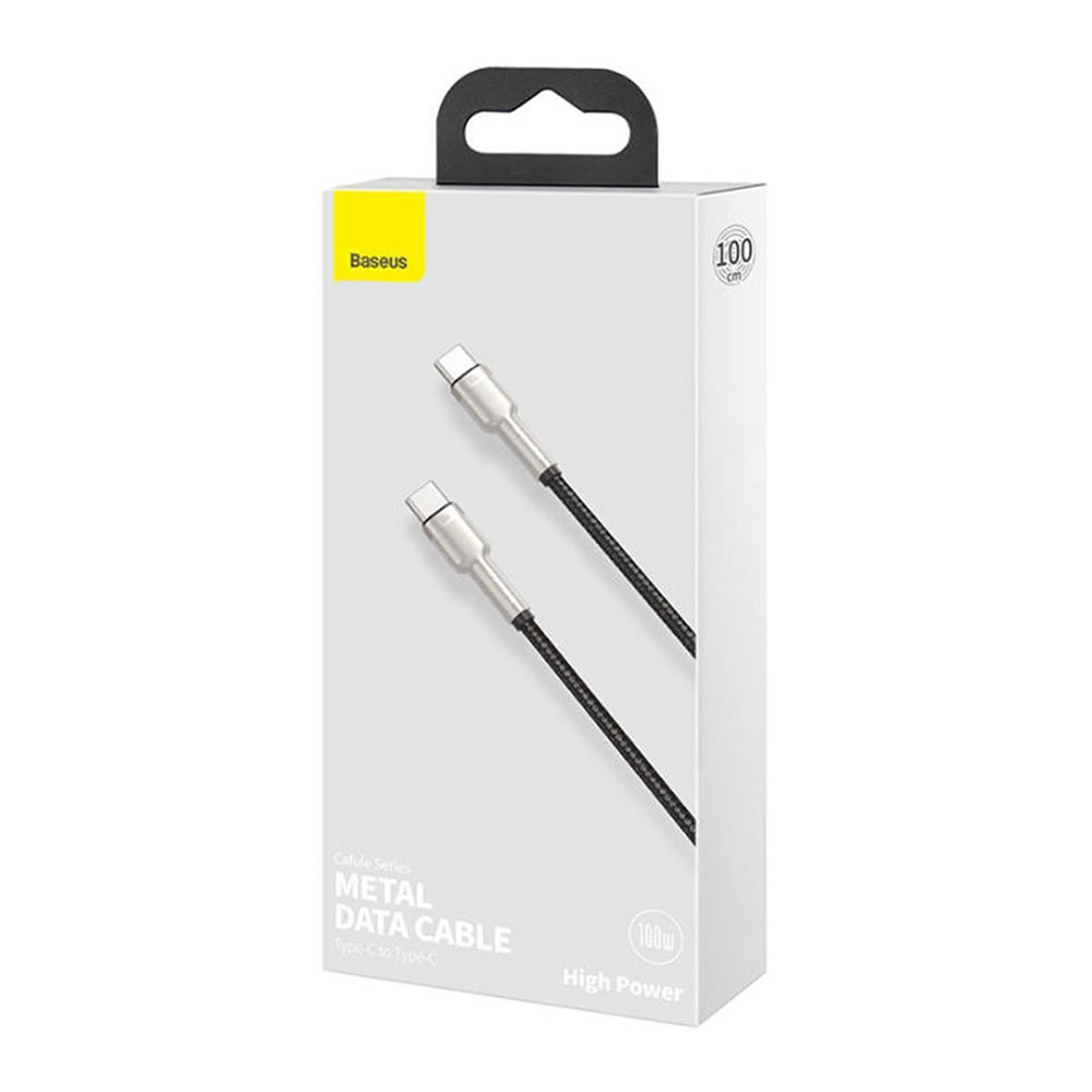 Кабель Baseus Cafule Series Metal Data Cable Type-C to Type-C 100W 1m Black — фото 3