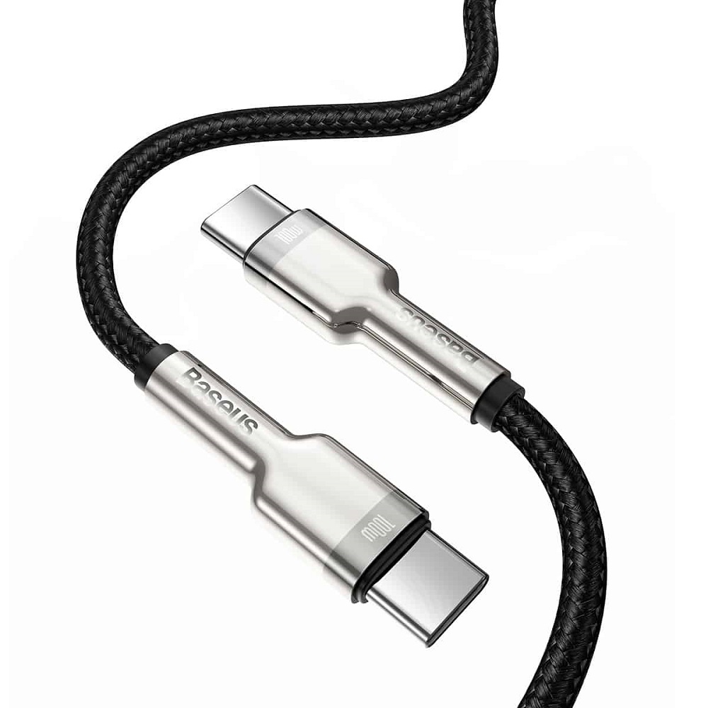 Кабель Baseus Cafule Series Metal Data Cable Type-C to Type-C 100W 1m Black — фото 4