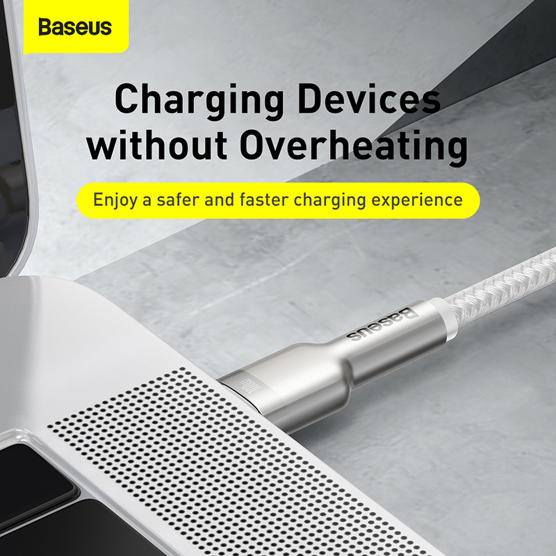 Кабель Baseus Cafule Series Metal Data Cable Type-C to Type-C 100W 2m White — фото 13