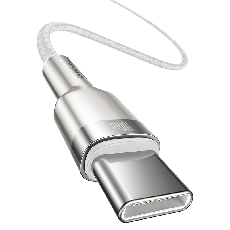 Кабель Baseus Cafule Series Metal Data Cable Type-C to Type-C 100W 2m White — фото 4