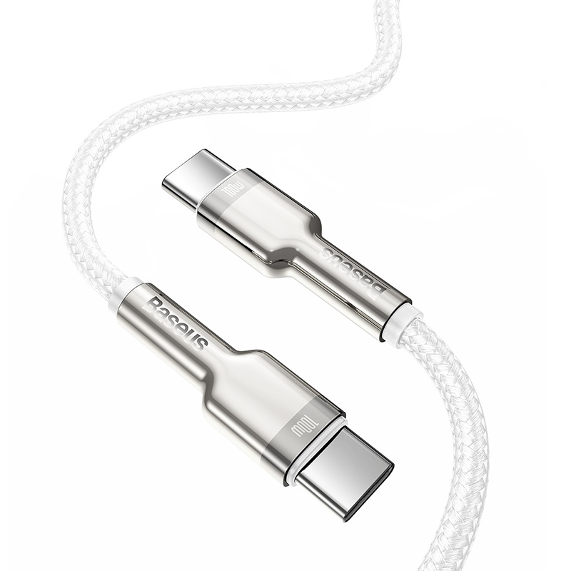 Кабель Baseus Cafule Series Metal Data Cable Type-C to Type-C 100W 2m White — фото 5