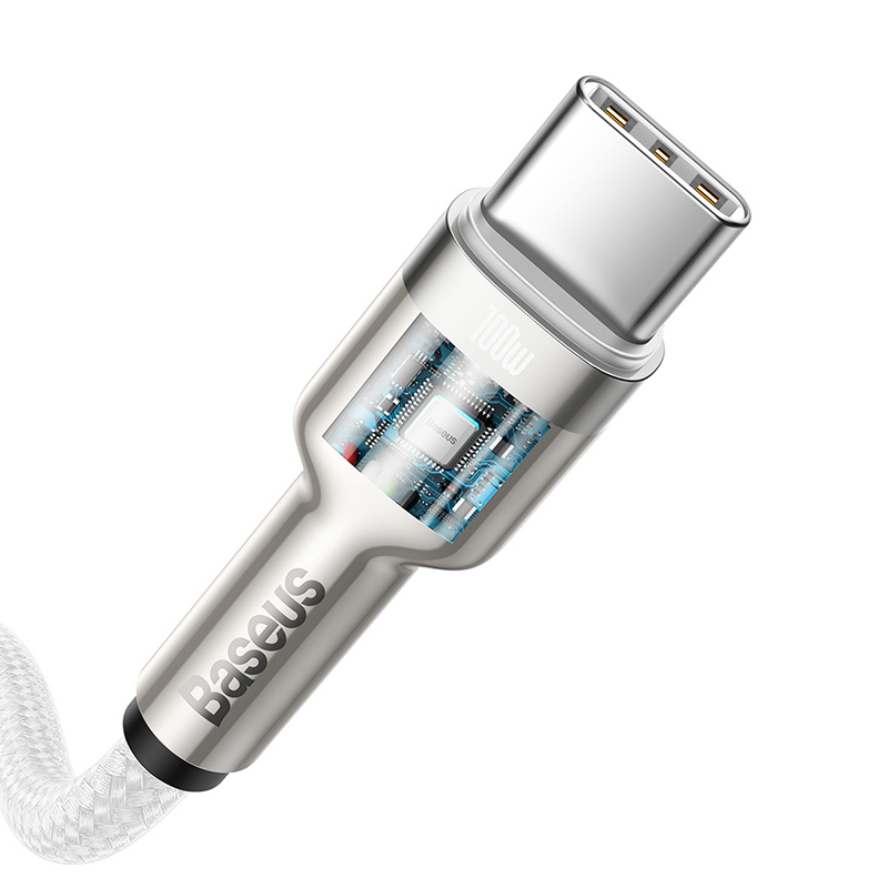 Кабель Baseus Cafule Series Metal Data Cable Type-C to Type-C 100W 2m White — фото 7