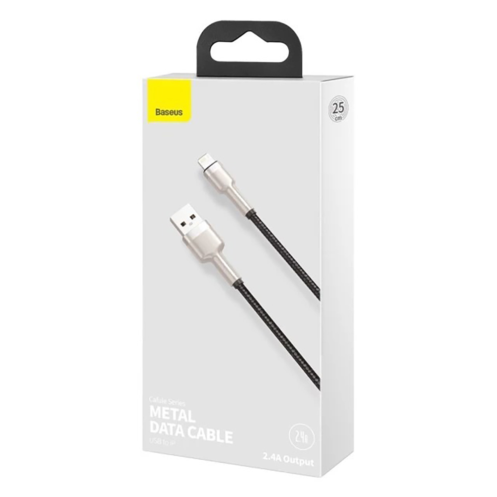 Кабель Baseus Cafule Series Metal Data Cable USB to IP 2.4A 0.25m Black — фото 3