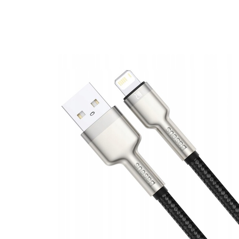 Кабель Baseus Cafule Series Metal Data Cable USB to IP 2.4A 1m Black — фото 4