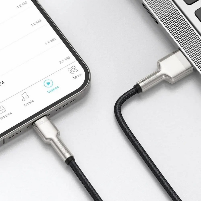 Кабель Baseus Cafule Series Metal Data Cable USB to IP 2.4A 1m Black — фото 5