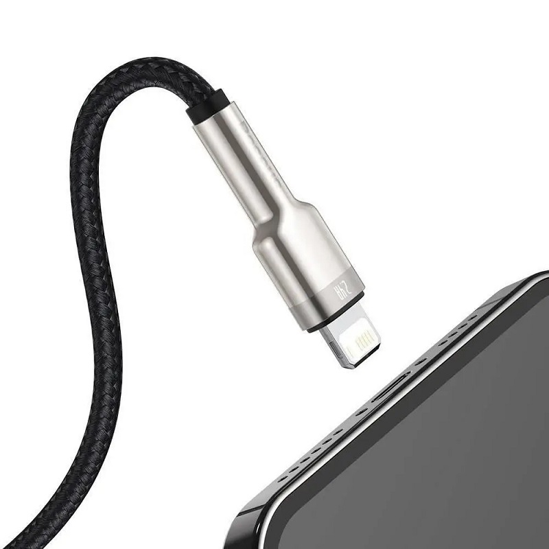 Кабель Baseus Cafule Series Metal Data Cable USB to IP 2.4A 1m Black — фото 6