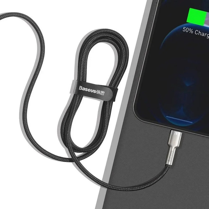 Кабель Baseus Cafule Series Metal Data Cable USB to IP 2.4A 1m Black — фото 8