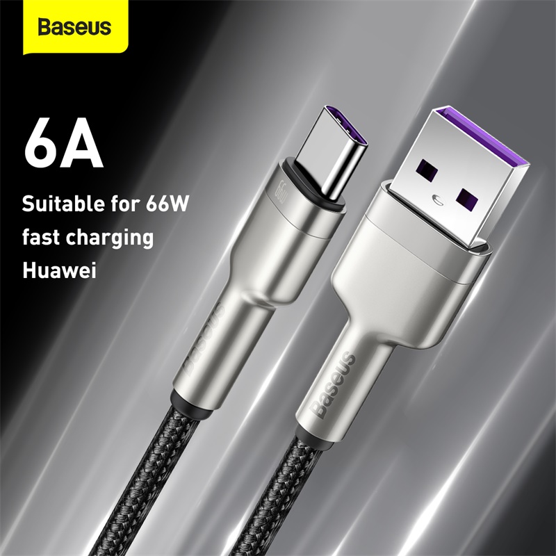 Кабель Baseus Cafule Series Metal Data Cable USB to Type-C 66W 0.25m Black — фото 10