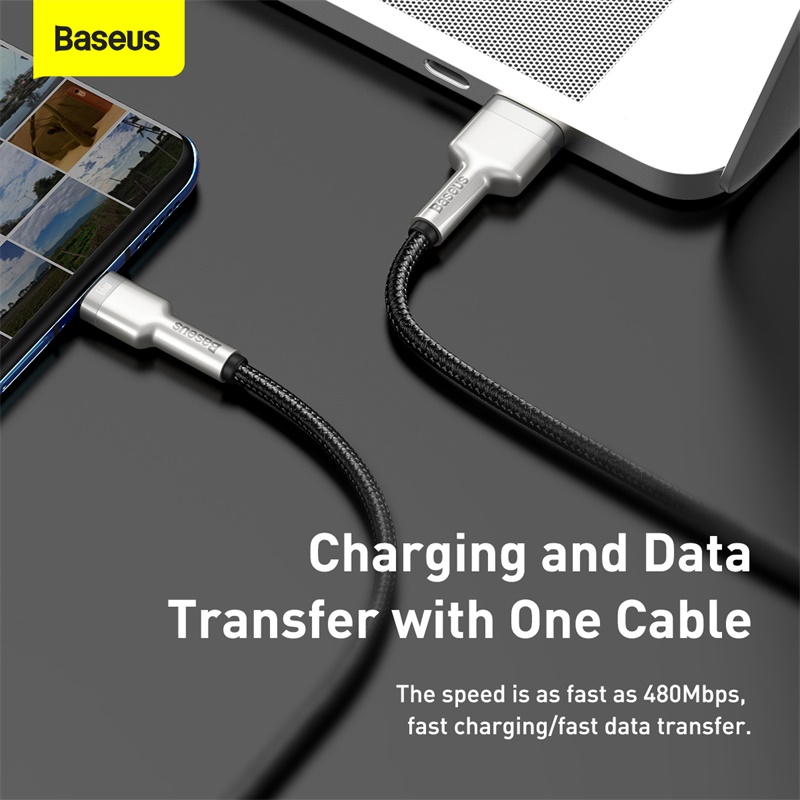 Кабель Baseus Cafule Series Metal Data Cable USB to Type-C 66W 0.25m Black — фото 13