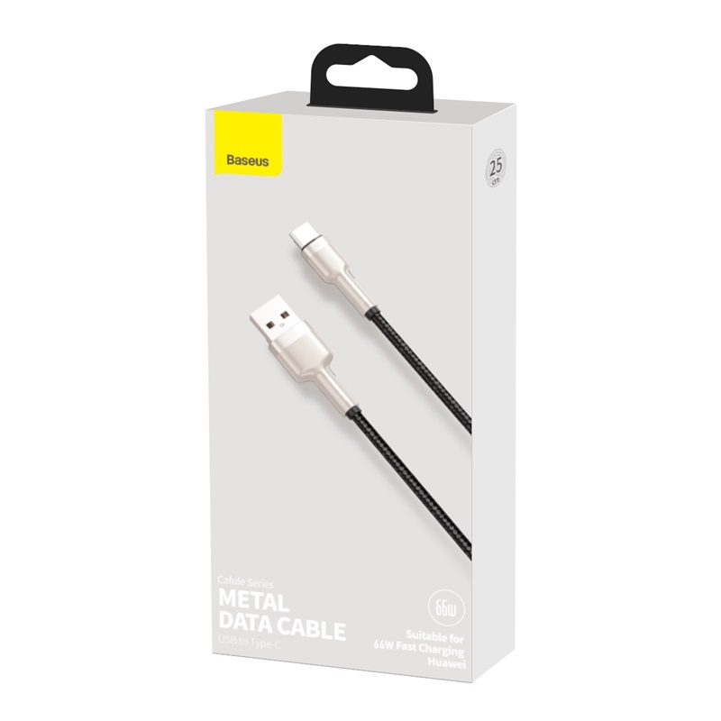 Кабель Baseus Cafule Series Metal Data Cable USB to Type-C 66W 0.25m Black — фото 3