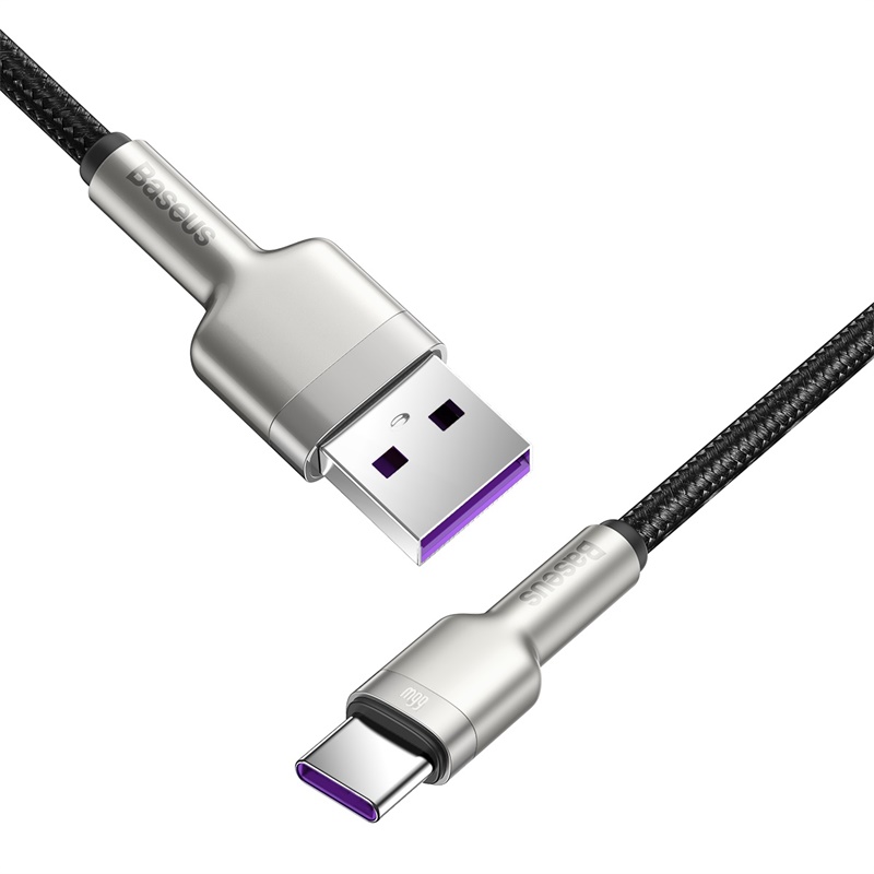 Кабель Baseus Cafule Series Metal Data Cable USB to Type-C 66W 0.25m Black — фото 4