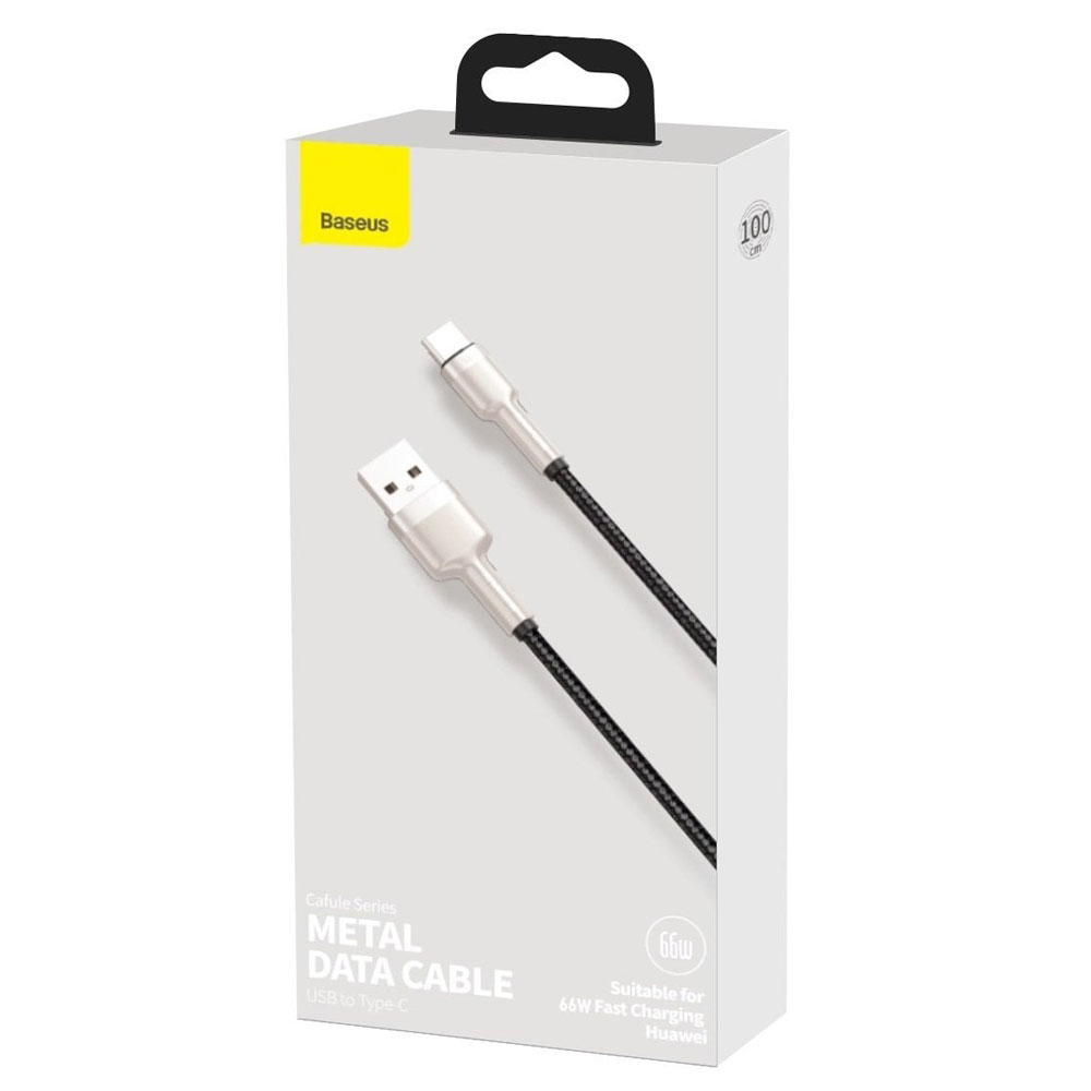 Кабель Baseus Cafule Series Metal Data Cable USB to Type-C 66W 1m Black — фото 3