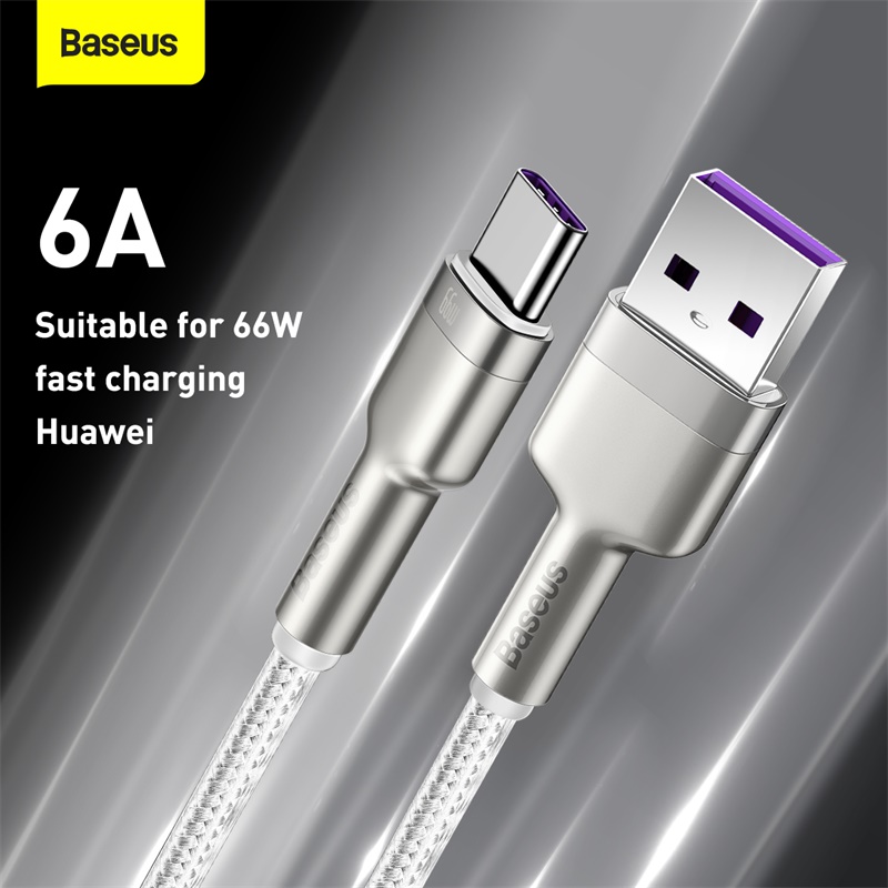 Кабель Baseus Cafule Series Metal Data Cable USB to Type-C 66W 1m White — фото 11