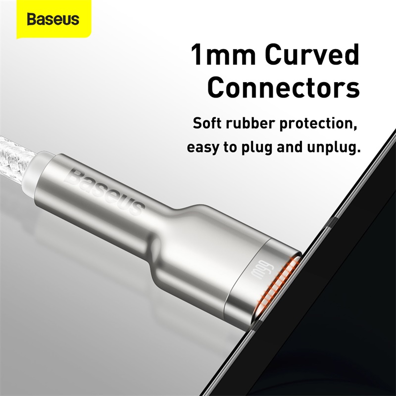 Кабель Baseus Cafule Series Metal Data Cable USB to Type-C 66W 1m White — фото 12