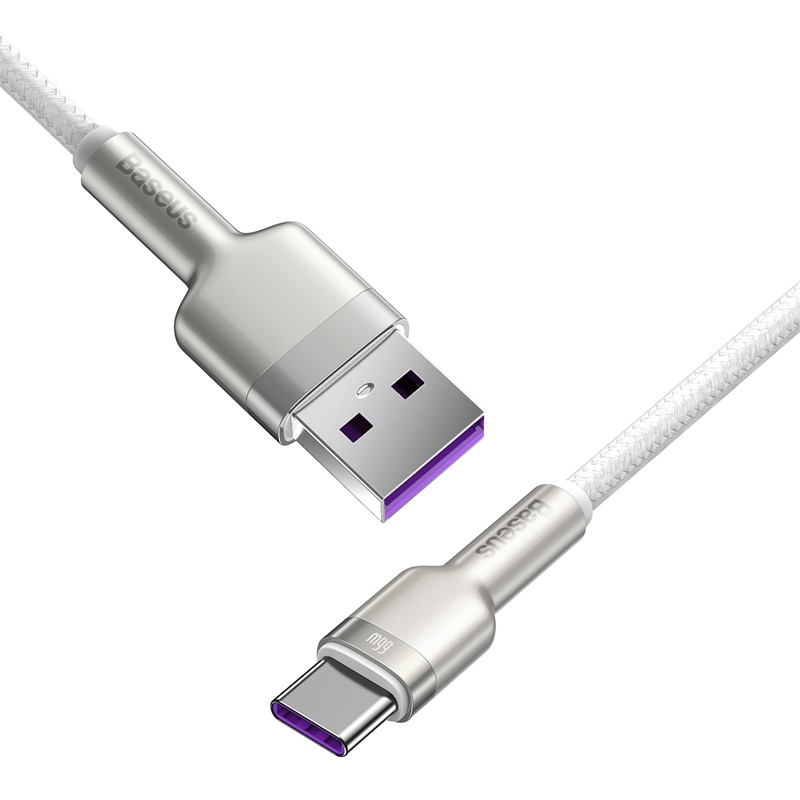 Кабель Baseus Cafule Series Metal Data Cable USB to Type-C 66W 1m White — фото 4