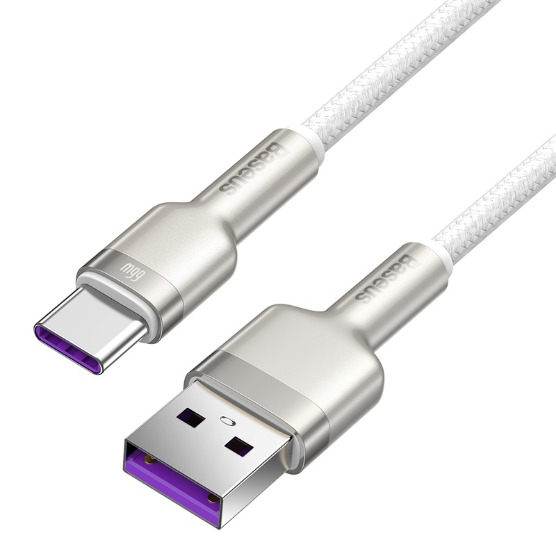 Кабель Baseus Cafule Series Metal Data Cable USB to Type-C 66W 1m White — фото 6