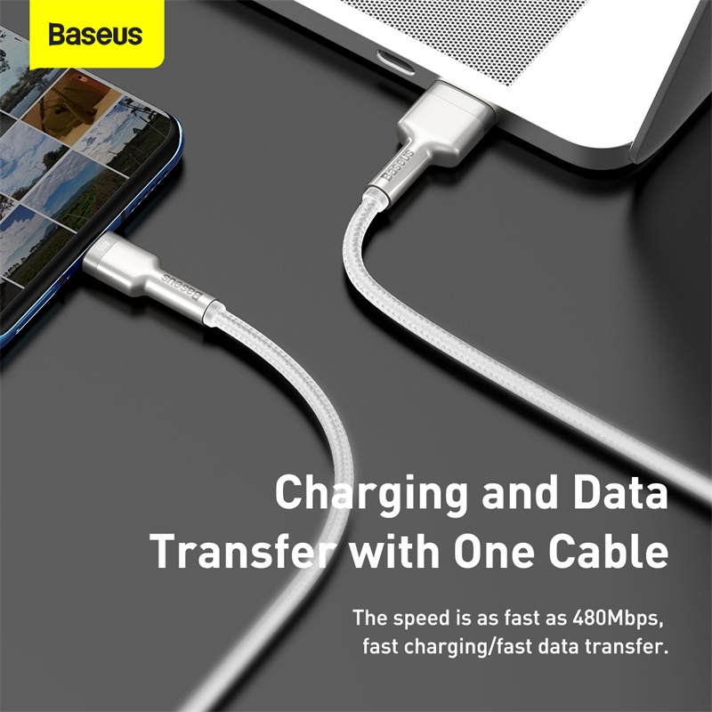 Кабель Baseus Cafule Series Metal Data Cable USB to Type-C 66W 1m White — фото 9