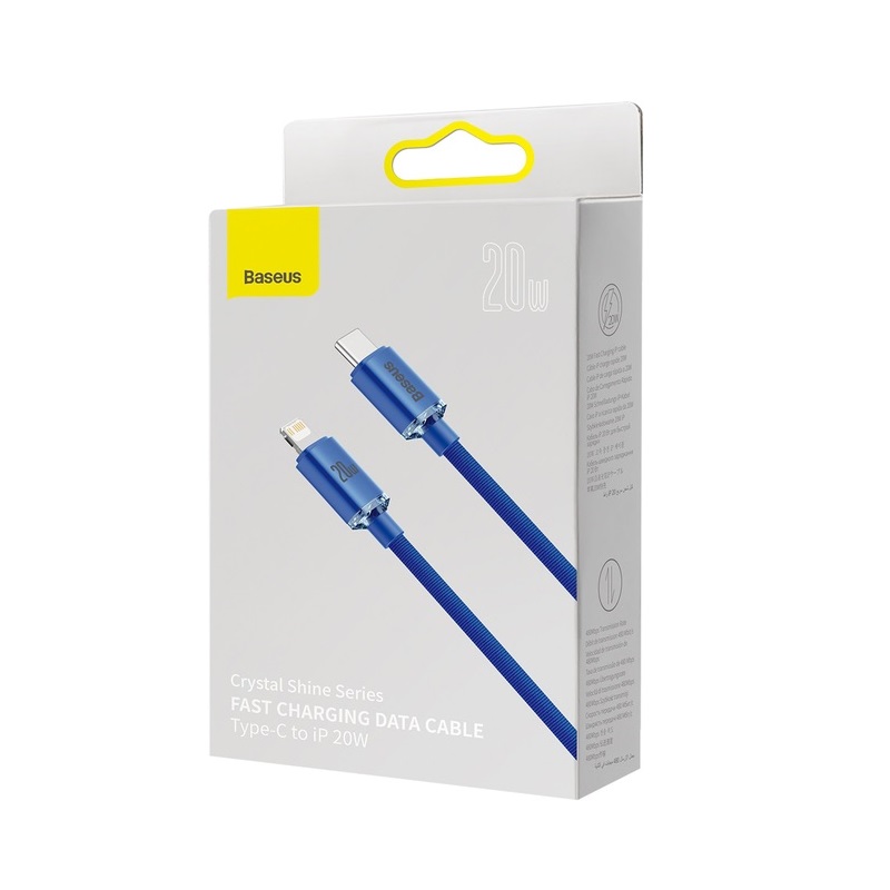 Кабель Baseus Crystal Shine Series Fast Charging Data Cable Type-C to iP 20W 1.2m Blue — фото 3