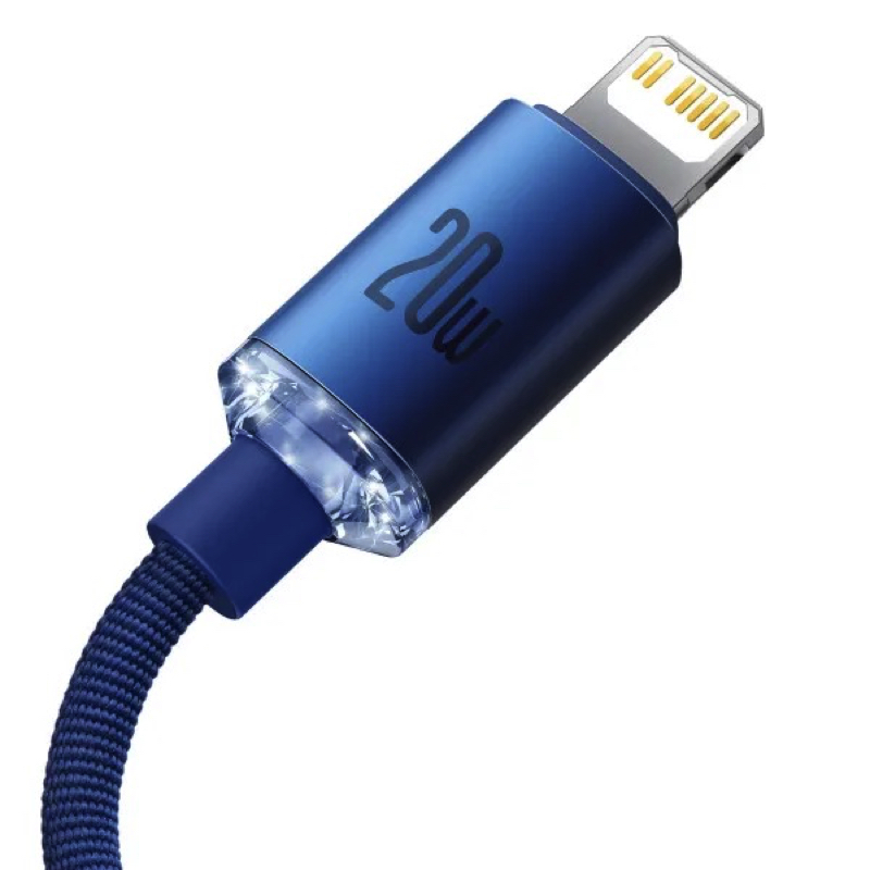 Кабель Baseus Crystal Shine Series Fast Charging Data Cable Type-C to iP 20W 1.2m Blue — фото 5