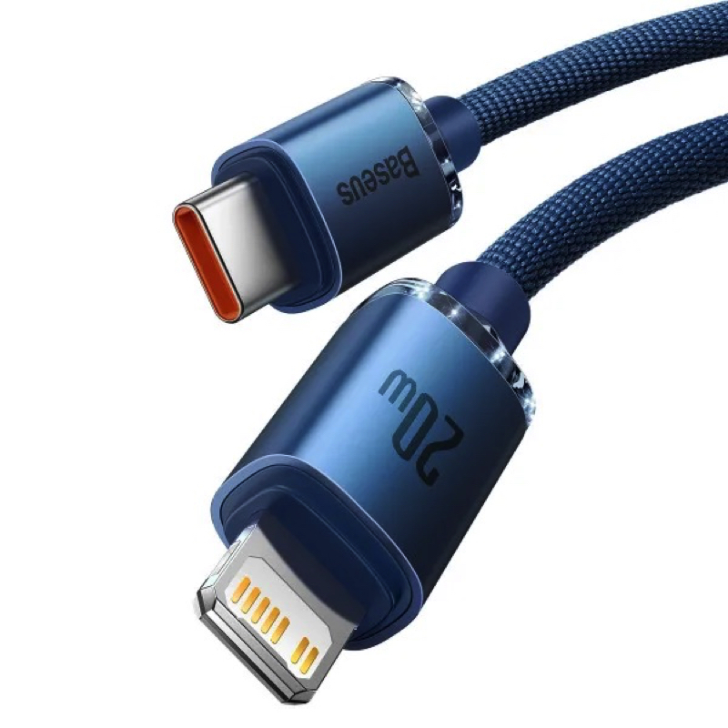 Кабель Baseus Crystal Shine Series Fast Charging Data Cable Type-C to iP 20W 1.2m Blue — фото 7