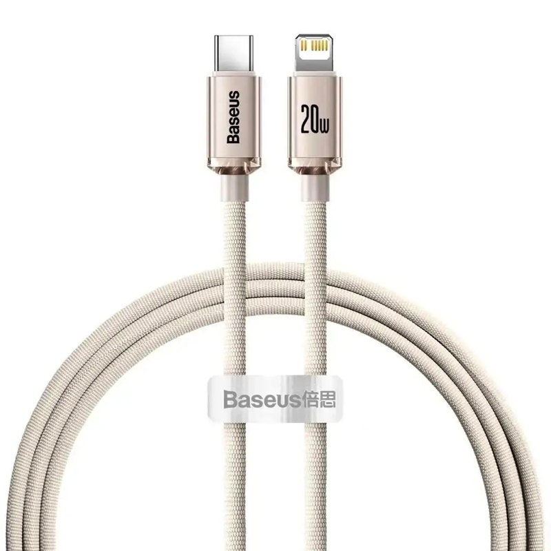 Кабель Baseus Crystal Shine Series Fast Charging Data Cable Type-C to iP 20W 1.2m Pink
