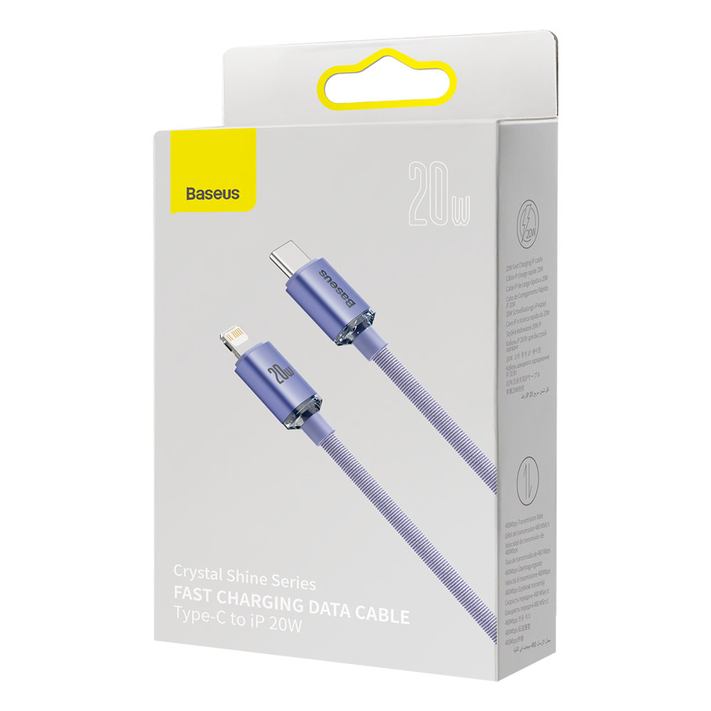 Кабель Baseus Crystal Shine Series Fast Charging Data Cable Type-C to iP 20W 1.2m Purple — фото 3