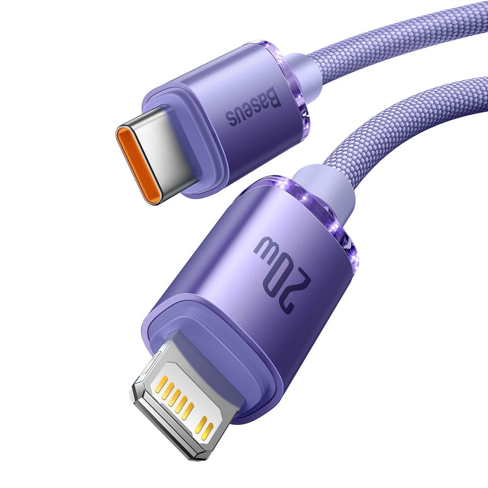 Кабель Baseus Crystal Shine Series Fast Charging Data Cable Type-C to iP 20W 1.2m Purple — фото 4