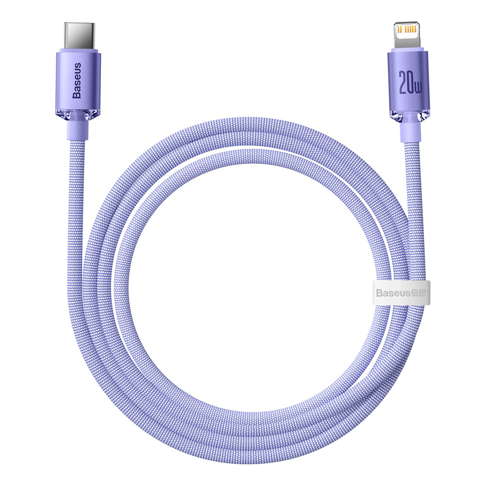 Кабель Baseus Crystal Shine Series Fast Charging Data Cable Type-C to iP 20W 1.2m Purple — фото 6