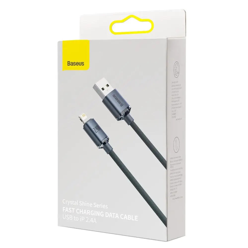 Кабель Baseus Crystal Shine Series Fast Charging Data Cable USB to iP 2.4A 1.2m Black — фото 3