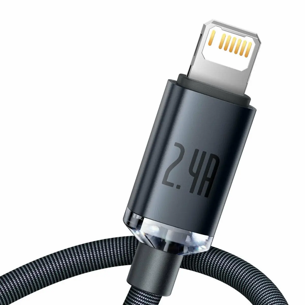 Кабель Baseus Crystal Shine Series Fast Charging Data Cable USB to iP 2.4A 1.2m Black — фото 4