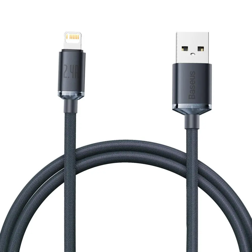 Кабель Baseus Crystal Shine Series Fast Charging Data Cable USB to iP 2.4A 1.2m Black — фото 5