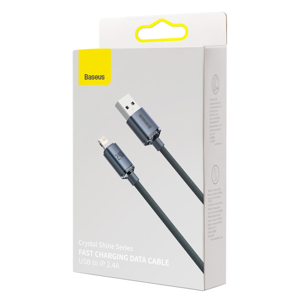 Кабель Baseus Crystal Shine Series Fast Charging Data Cable USB to iP 2.4A 2m Black — фото 3