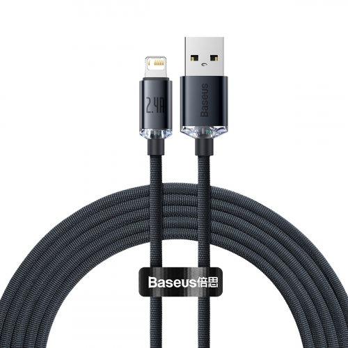 Кабель Baseus Crystal Shine Series Fast Charging Data Cable USB to iP 2.4A 2m Black — фото 4