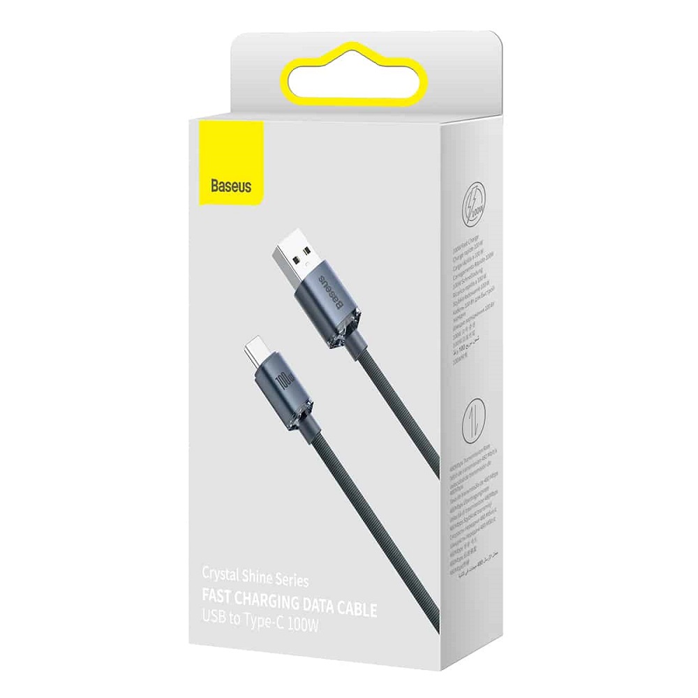 Кабель Baseus Crystal Shine Series Fast Charging Data Cable USB to Type-C 100W 1.2m Black — фото 3