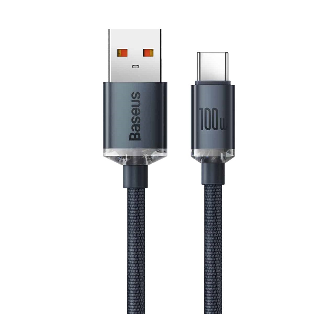 Кабель Baseus Crystal Shine Series Fast Charging Data Cable USB to Type-C 100W 1.2m Black — фото 4