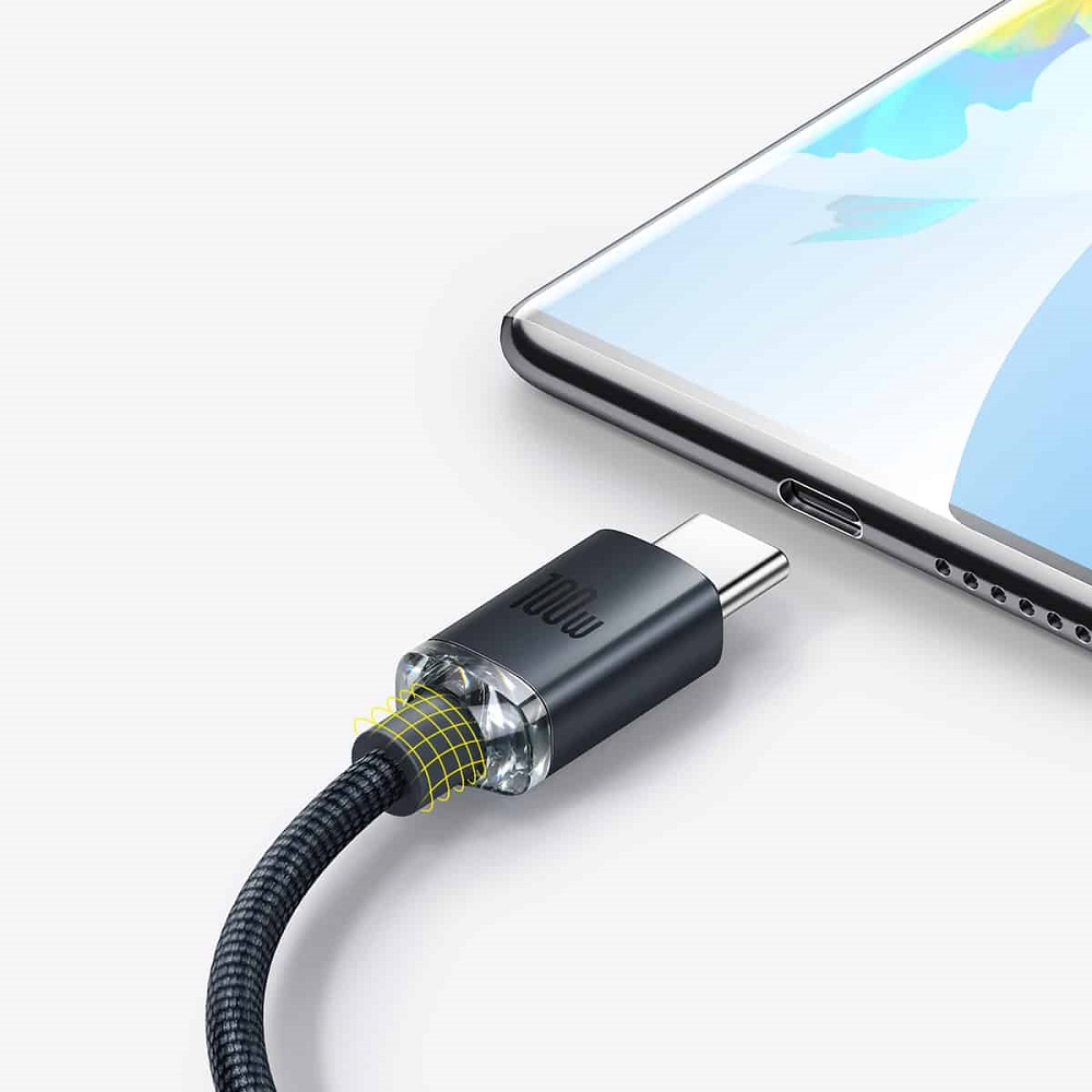 Кабель Baseus Crystal Shine Series Fast Charging Data Cable USB to Type-C 100W 1.2m Black — фото 5
