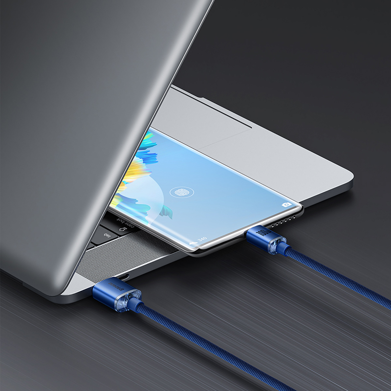 Кабель Baseus Crystal Shine Series Fast Charging Data Cable USB to Type-C 100W 2m Blue — фото 10