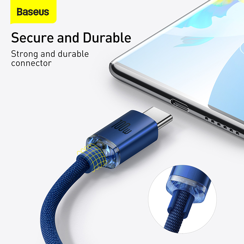 Кабель Baseus Crystal Shine Series Fast Charging Data Cable USB to Type-C 100W 2m Blue — фото 15