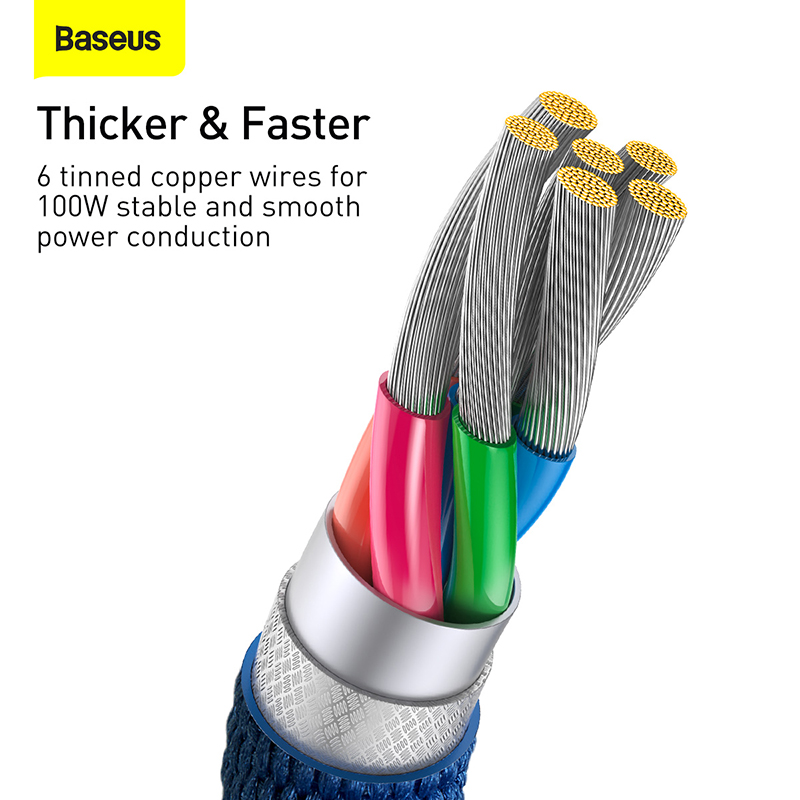 Кабель Baseus Crystal Shine Series Fast Charging Data Cable USB to Type-C 100W 2m Blue — фото 16