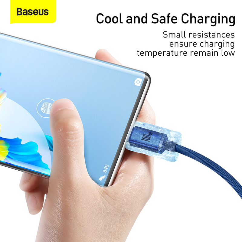 Кабель Baseus Crystal Shine Series Fast Charging Data Cable USB to Type-C 100W 2m Blue — фото 17