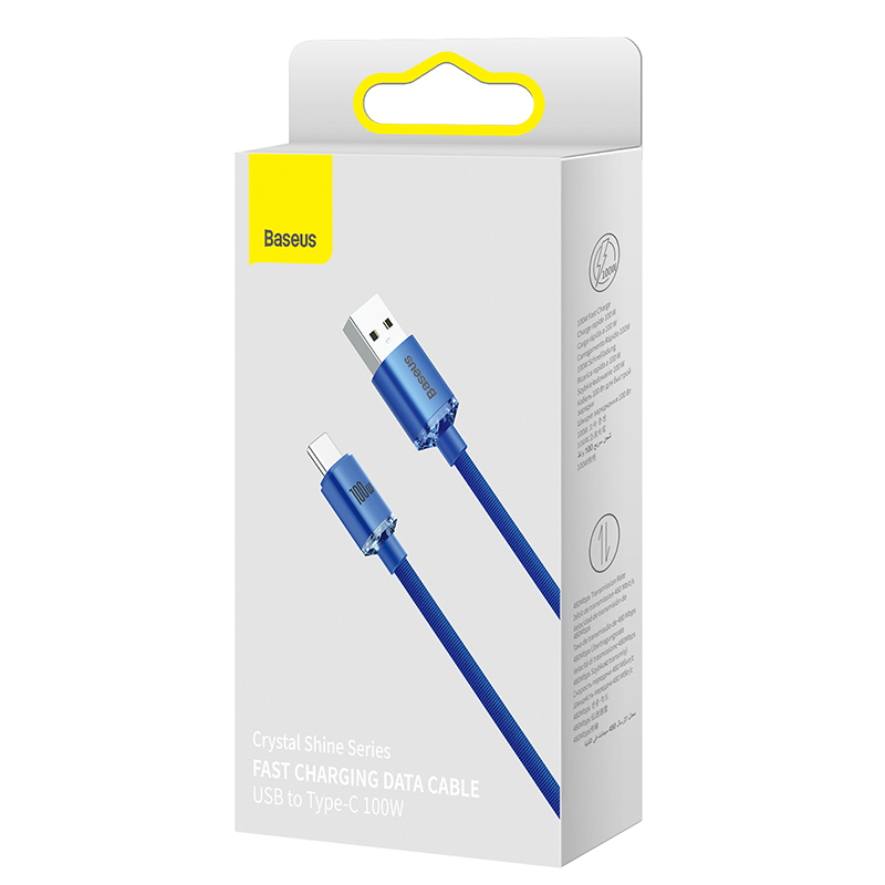 Кабель Baseus Crystal Shine Series Fast Charging Data Cable USB to Type-C 100W 2m Blue — фото 3