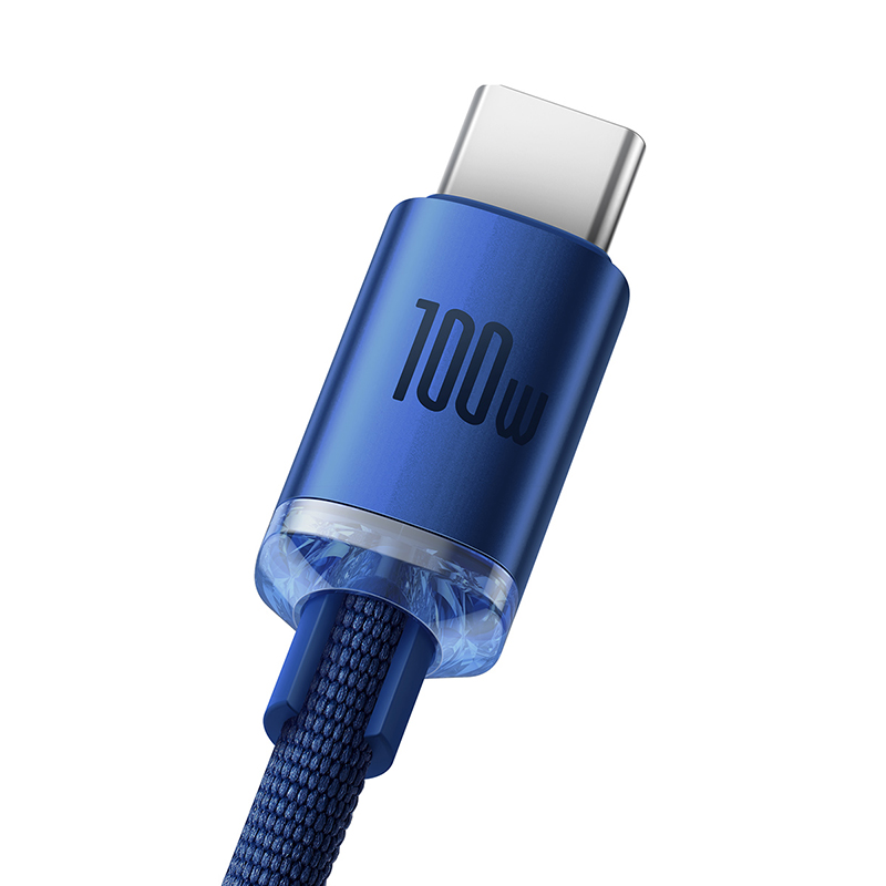 Кабель Baseus Crystal Shine Series Fast Charging Data Cable USB to Type-C 100W 2m Blue — фото 5