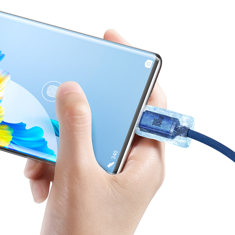 Кабель Baseus Crystal Shine Series Fast Charging Data Cable USB to Type-C 100W 2m Blue — фото 6