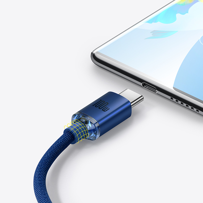 Кабель Baseus Crystal Shine Series Fast Charging Data Cable USB to Type-C 100W 2m Blue — фото 9