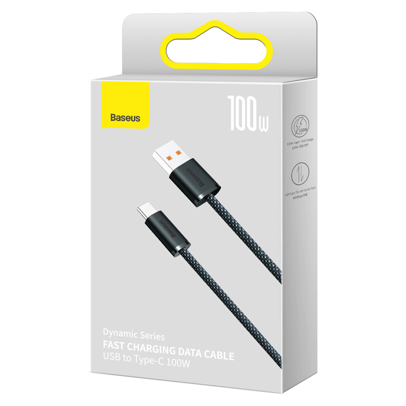 Кабель Baseus Dynamic Series Fast Charging Data Cable USB to Type-C 100W 1m Slate Gray — фото 3