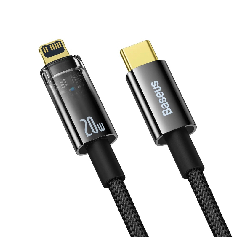 Кабель Baseus Explorer Series Auto Power-Off Fast Charging Data Cable Type-C to IP 20W 1m Black — фото 4