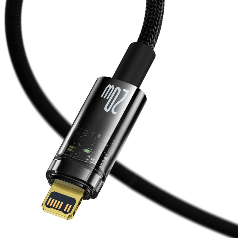 Кабель Baseus Explorer Series Auto Power-Off Fast Charging Data Cable Type-C to IP 20W 1m Black — фото 5