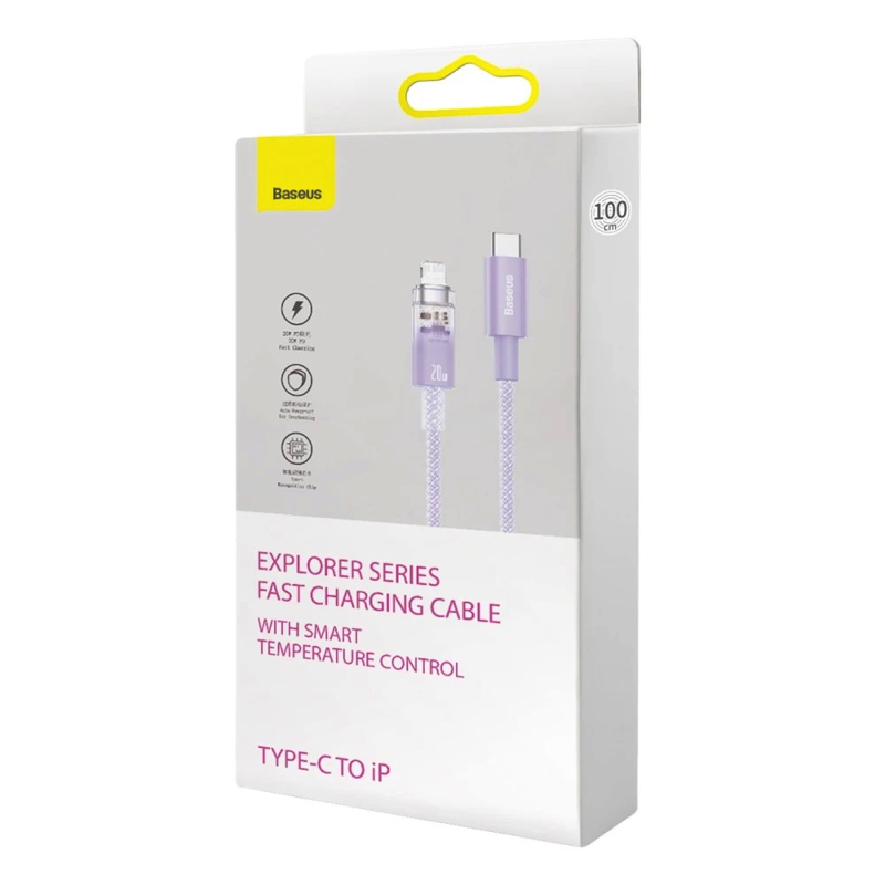 Кабель Baseus Explorer Series Fast Charging Cable with Smart Temperature Control Type-C to iP 20W 1m Purple — фото 3